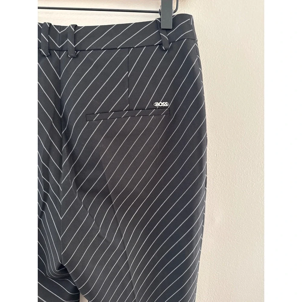 Hugo Boss Marzotto Black Diagonal‎ Pinstripe Stretch Trousers Womens Size 6